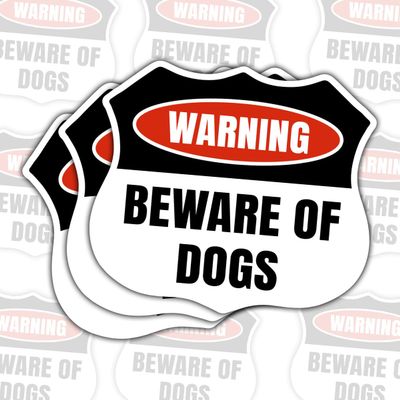 3 Pcs Warning Beware of Dogs Sticker  Bold Security Sign Design Vinyl Decal Waterproof for Gate, Door, Window, Fence, Property  Gift for Dog Owners, Home Defenders (Normal, 2inch)