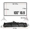 100/120 inch Portable Outdoor Projector Screen with Tripod and Carry Bag, 16:9 HD, Wrinkle-Free Foldable Movie Screen for Home Theater Backyard Party(100inch(16:9)) view 2