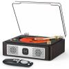 CD Player with Built-in Speakers Bluetooth Input&Output Portable CD Players for Home Music Nostalgic CDs Player with Remote Control Headphone Jack Walnut Brown with Display Screen view 1