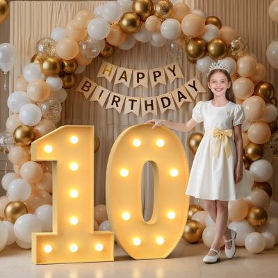 Mixifox 10 Light up Numbers 3 Feet Tall, 10 Marquee Numbers for Party, 10th Birthday Decorations, Big 10 Sign with Light for Anniversary, Birthday Backdrop Decor