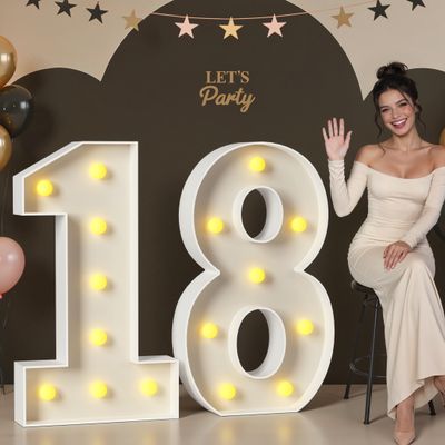 18 Light up Numbers 3 Feet Tall, 18 Marquee Numbers for Party, 18th Birthday Decorations, Big 18 Sign with Light for Anniversary, Birthday Backdrop Decor