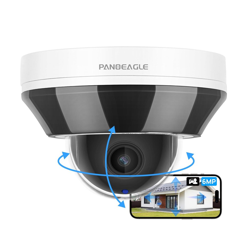 6MP Mini PTZ Dome PoE IP Camera Outdoor with 3X Optical Zoom, 2.8-8mm Motorized Varifocal Lens, Built-in Mic, Human/Vehicle Detection,PTZ IP Camera Compatible with Uniview, Blue Iris, NDAA Compliant