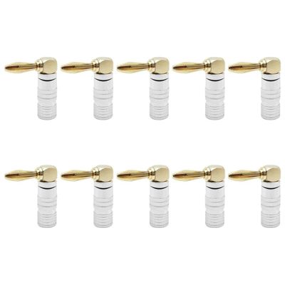 10PCS 4mm 90 Degree Banana Right Angle Gold-Plated Video Speaker Adapter Audio Banana Connectors(10 Black)