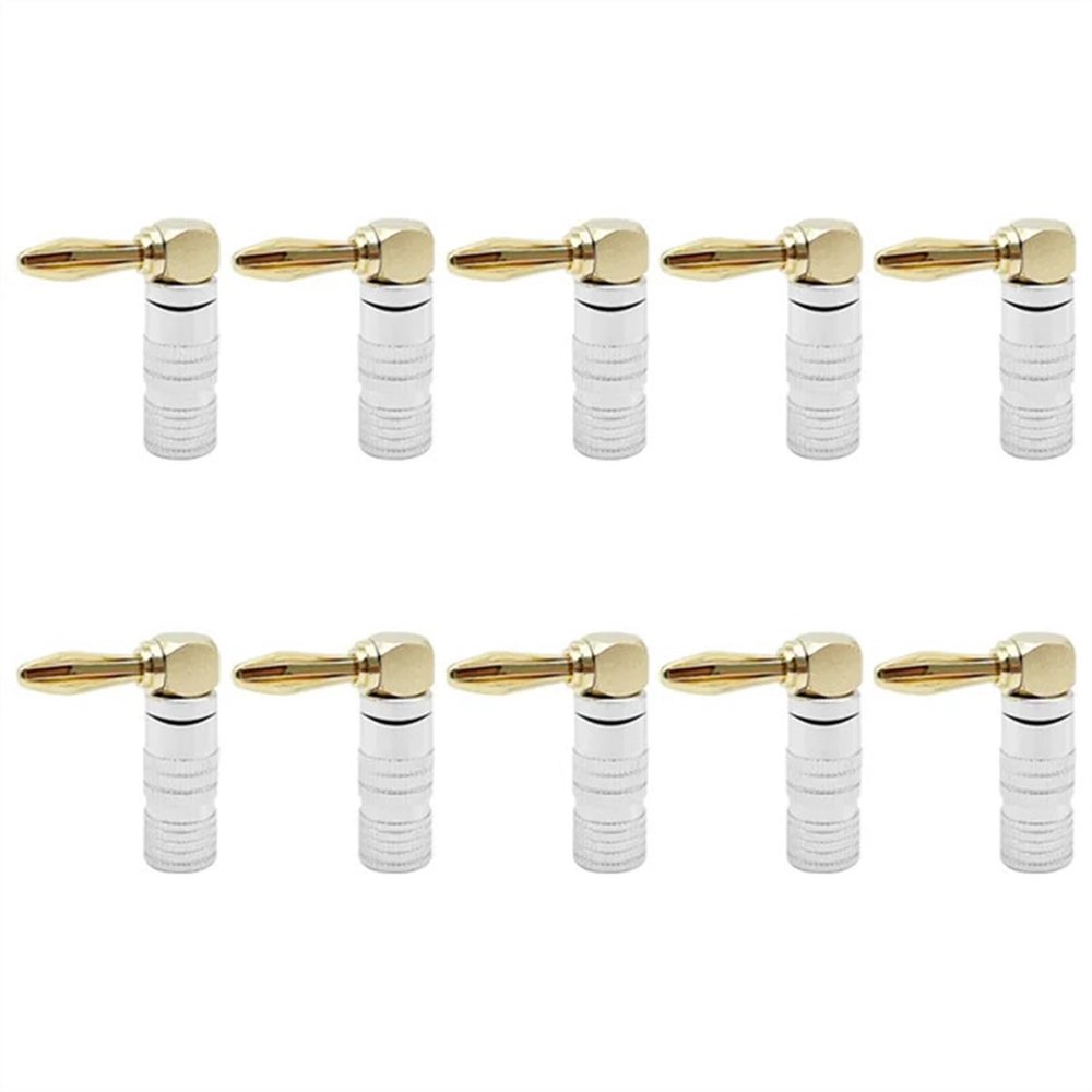 10PCS 4mm 90 Degree Banana Right Angle Gold-Plated Video Speaker Adapter Audio Banana Connectors(10 Black)