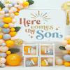 WALLMEII Here Comes The Son Baby Shower Party Decal Sign Peel and Stick Newborn Gender Reveal Party Decorations Party Photo Props Balloon Arch Pregnancy Wall Decoration view 1