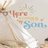 WALLMEII Here Comes The Son Baby Shower Party Decal Sign Peel and Stick Newborn Gender Reveal Party Decorations Party Photo Props Balloon Arch Pregnancy Wall Decoration view 4