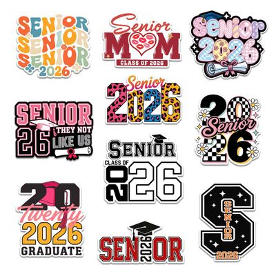 10 Pcs Class of 2026 Senior Stickers Pack Vinyl Waterproof Graduation Stickers, Decals for Laptop, Water Bottle, Scrapbook, High School & College Seniors 2026 (Senior 4, 6 Inch)