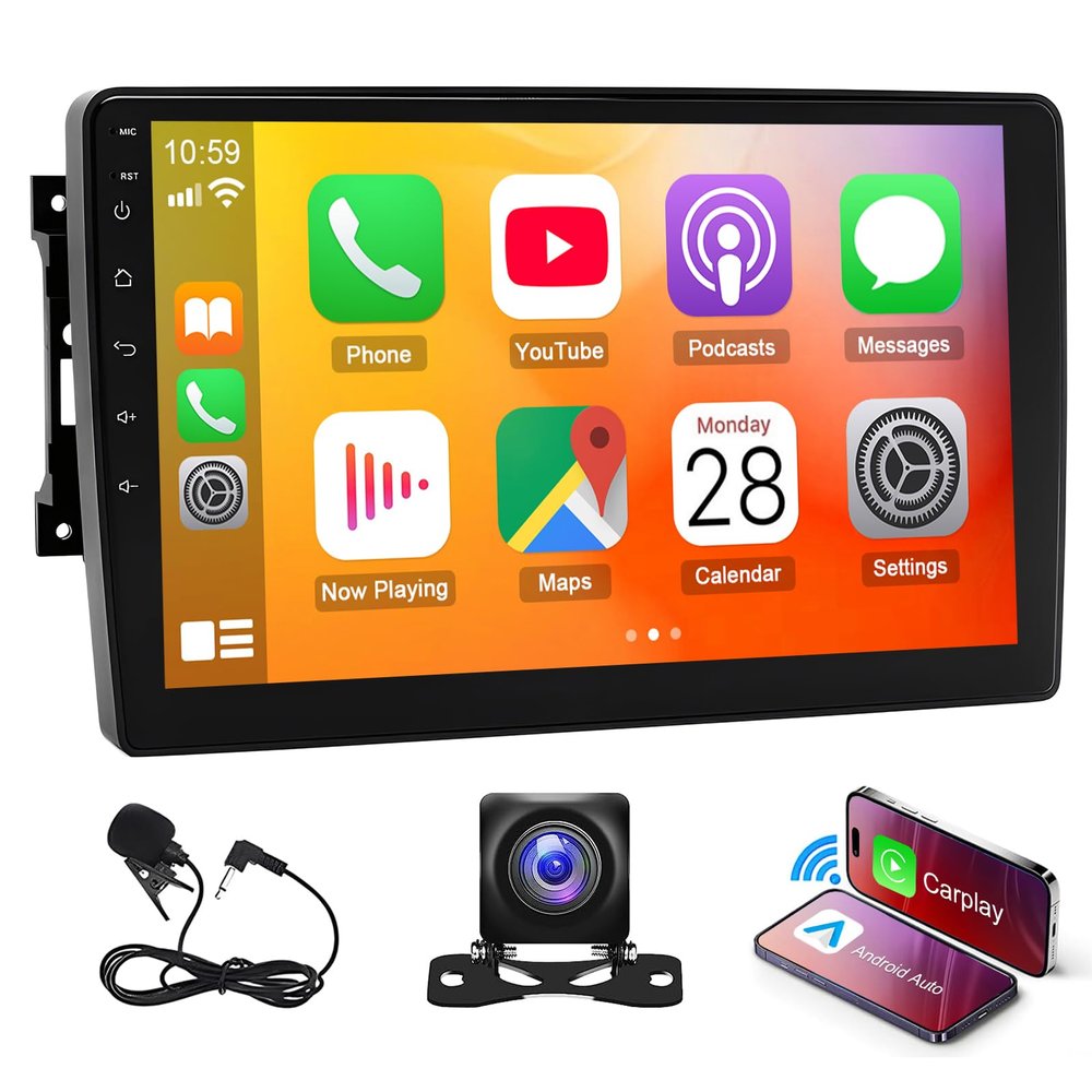 10" Car Stereo Radio with Wireless Carplay Android Auto Screen Car Stereo 10" HD Touch Screen Navigation Radio Vedio Player Bluetooth WiFi for Jeep-Compass-(2009-2017)