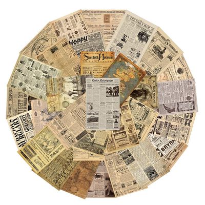 105 Retro Parchment Newspaper Stickers Laptop Hand Ledger Water Cup Mobile Phone Case Decoration DIY Stickers