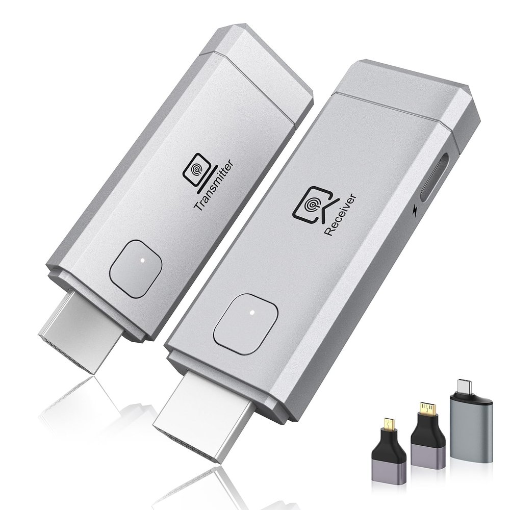 2026 Wireless HDMI Transmitter & Receiver Set Supports 4K Decoding, 1080P OutputPlug-and-Play Portable 5G+2.4G Extender: Transmits Audio/Video from Laptops/Desktops/TV Boxes/Projectors to Displays