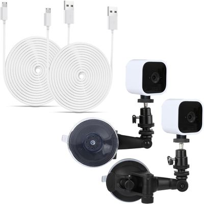 16 FT Camera Charger Cable, Suction Cup Mount Compatible with Blink Mini, 2 Pack