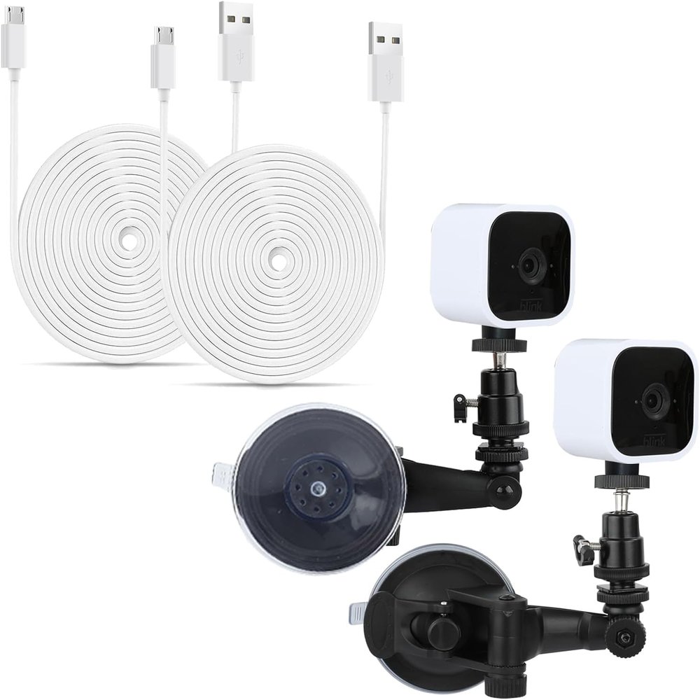 16 FT Camera Charger Cable, Suction Cup Mount Compatible with Blink Mini, 2 Pack