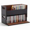 CroBlissful 2 Set Leather Cd Storage Box Organizer Shelf for Movie Cases Cassette Tape Display Stand with Carrying Handles Each Store up to 33 Pcs Cds for Dvds, Video Game Disks, Albums, Books view 1