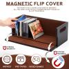 CroBlissful 2 Set Leather Cd Storage Box Organizer Shelf for Movie Cases Cassette Tape Display Stand with Carrying Handles Each Store up to 33 Pcs Cds for Dvds, Video Game Disks, Albums, Books view 3