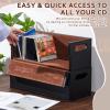 CroBlissful 2 Set Leather Cd Storage Box Organizer Shelf for Movie Cases Cassette Tape Display Stand with Carrying Handles Each Store up to 33 Pcs Cds for Dvds, Video Game Disks, Albums, Books view 4