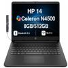 HP 14 Student & Business Laptop 14.0" HD Display (Intel Celeron N4500, 8GB DDR4, 512GB PCIe SSD, Intel UHD, WiFi 6, Webcam, BT 5.3, Jet Black, Win 11 Pro) w/DKZ USB Port Expander view 1