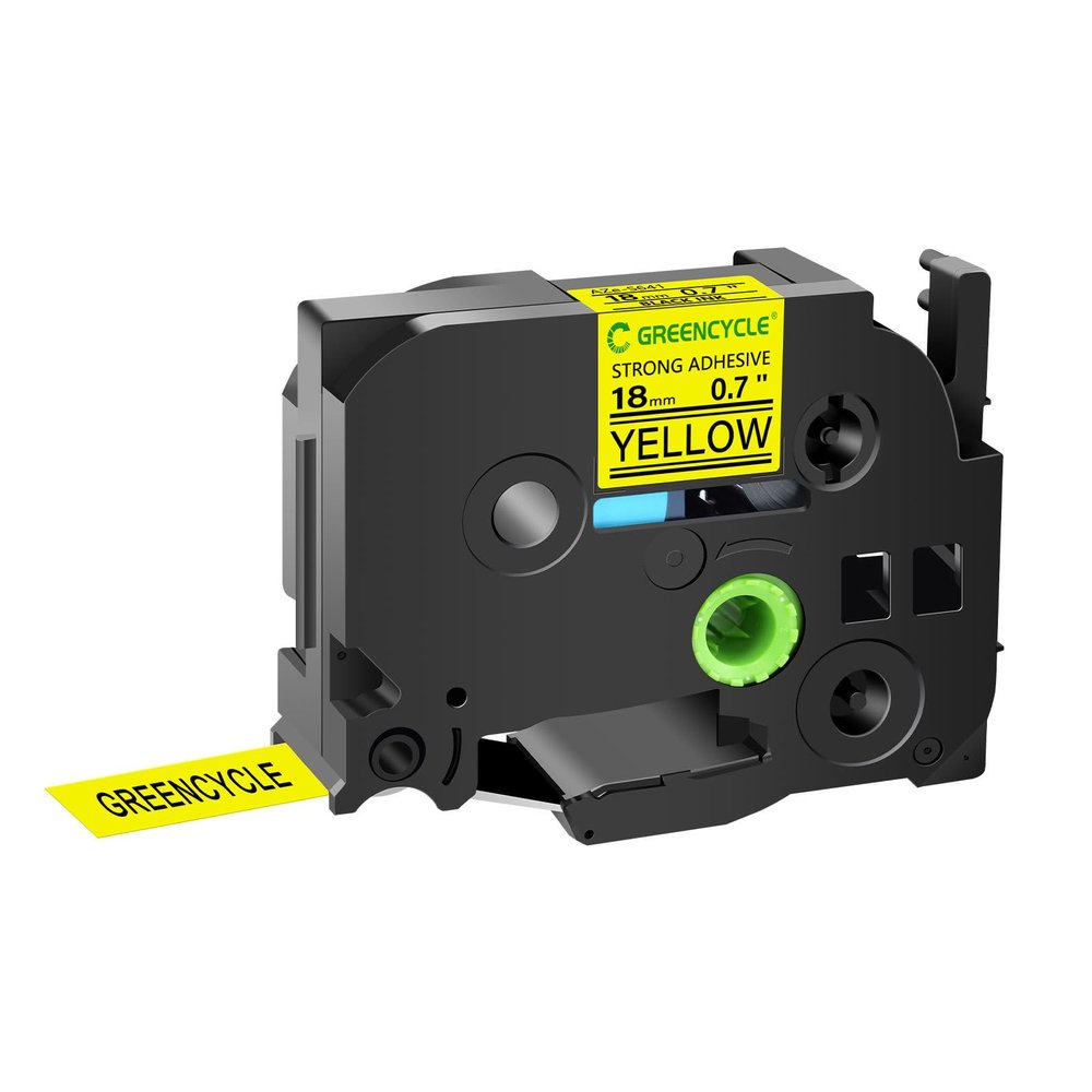 GREENCYCLE Extra Strength Label Tape TZe-S641 18mm 0.7" Laminated Yellow Compatible for Brother P-Touch TZeS641 TZ-S641 TZe TZ 3/4 inch Black on Yellow Label Tape for PTD400 PTD410 PTD600