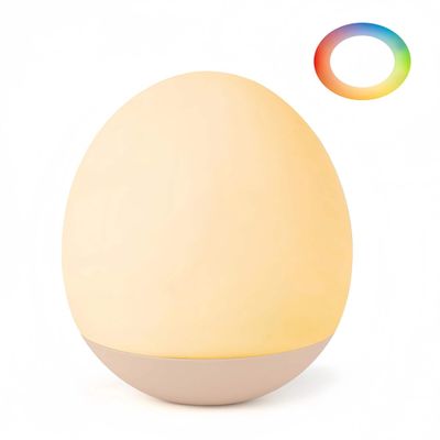 NAWIQI Egg Baby Night Light for Nursery & Breastfeeding Portable Touch Light with 7 RGB Colors, Stepless Dimming, Rechargeable, BPA-Free Soft Silicone, Compact Lamp for Kids & Newborns