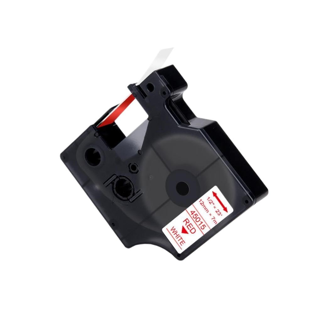 12mm Black On White Label Tape 45013 Compatible with Label Cartridge 45013 45018 Works with LabelManager 160 280 COLORPOP Label Printer(Red on White)
