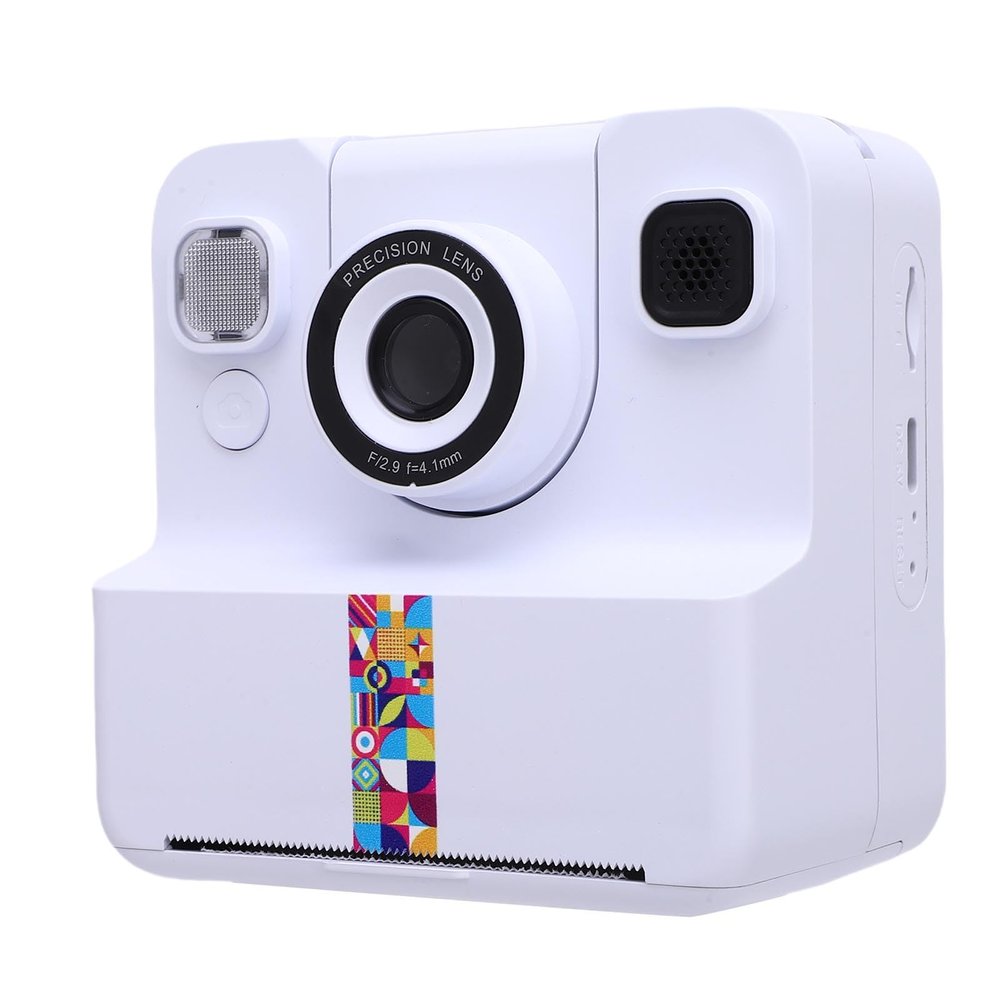 Pomya Kids Instant Print Camera, 1080P Thermal Printing Camera with 2.4 inch HD Display, Digital VideoCameras for Students Creators (White)