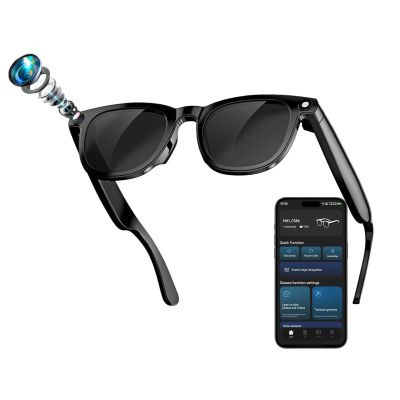 HAWAMI Smart Camera Glasses for Men & Women, Bluetooth Video Glasses with Open Ear Sound Mic & Speakers, Intelligent Touch,Magnetic Charging (Include Black Lens)