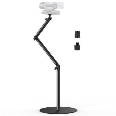 Camera Round Base Mount Desk Stand, Flexible Aluminum Photography Floor-Standing Light Monopod Stand Phone Holder with 1/4" 3/8'' 5/8'' Screw for DSLR Camera, Light, Webcam, Live Streaming, Vlogging