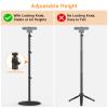 Camera Round Base Mount Desk Stand, Flexible Aluminum Photography Floor-Standing Light Monopod Stand Phone Holder with 1/4" 3/8'' 5/8'' Screw for DSLR Camera, Light, Webcam, Live Streaming, Vlogging view 2