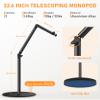 Camera Round Base Mount Desk Stand, Flexible Aluminum Photography Floor-Standing Light Monopod Stand Phone Holder with 1/4" 3/8'' 5/8'' Screw for DSLR Camera, Light, Webcam, Live Streaming, Vlogging view 4