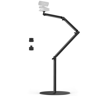 Camera Round Base Mount Desk Stand, Flexible Aluminum Photography Floor-Standing Light Monopod Stand Phone Holder with 1/4" 3/8'' 5/8'' Screw for DSLR Camera, Light, Webcam, Live Streaming, Vlogging