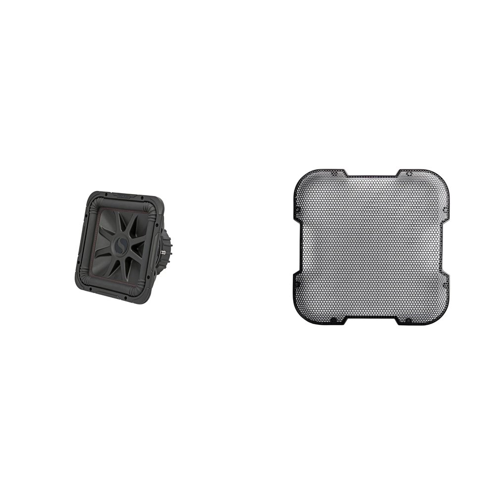 KICKER 45L7R124 L7R 12" Subwoofer, Dual Voice Coil, 4-Ohm & 52GL712 Grill Bundle