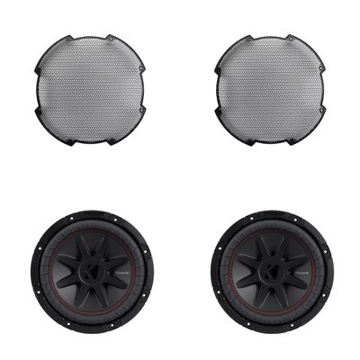 KICKER (2 52CVR104 10-Inch (25cm) Sub, DVC, 4-ohm & 52GR10 Grill Bundle