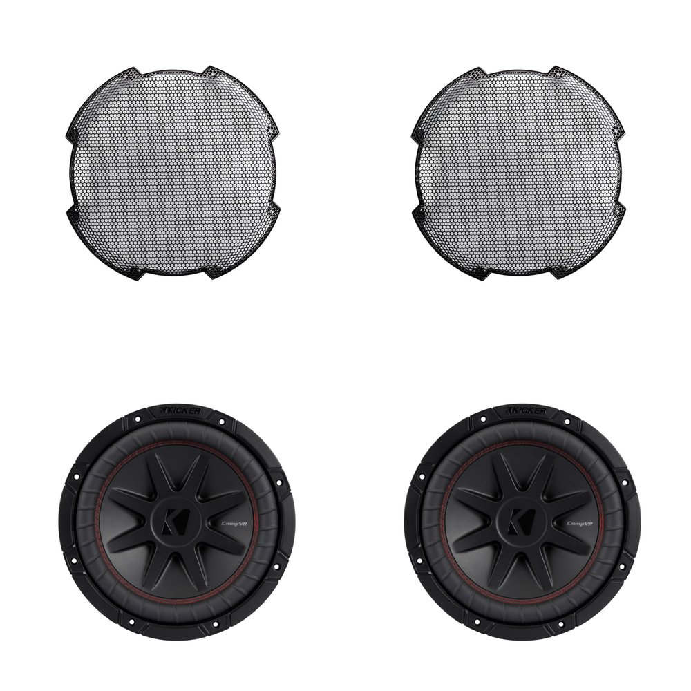 KICKER (2 52CVR104 10-Inch (25cm) Sub, DVC, 4-ohm & 52GR10 Grill Bundle