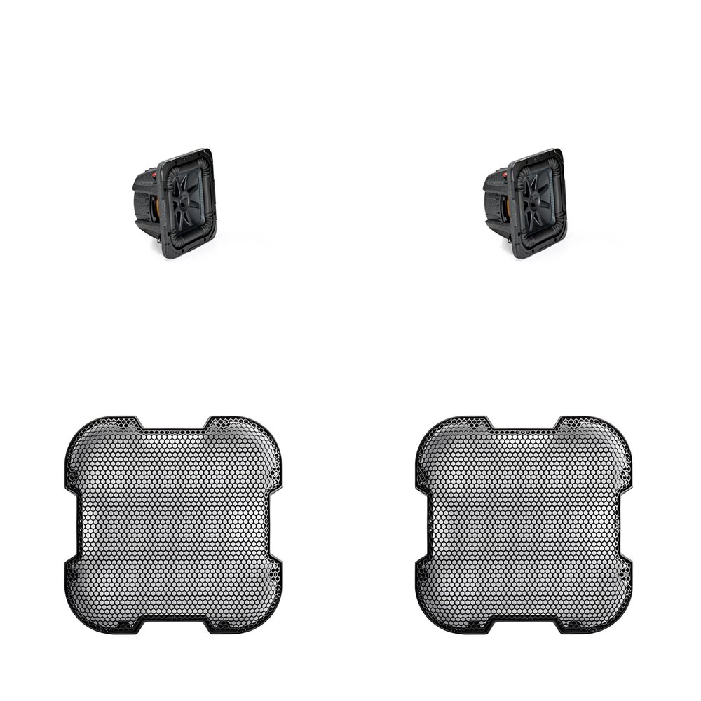 KICKER (2 L7S84 L7S 8" Subwoofer, Dual Voice Coil, 4-Ohm & 52GL78 Grill Bundle