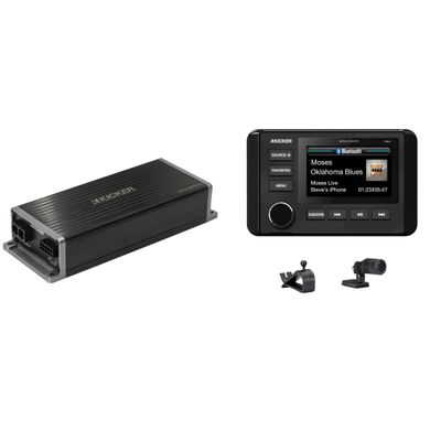 Kicker Marine/Powersports 51KMC4 Source Unit & Marine 51KPX3004 4-Ch Amplifier Bundle