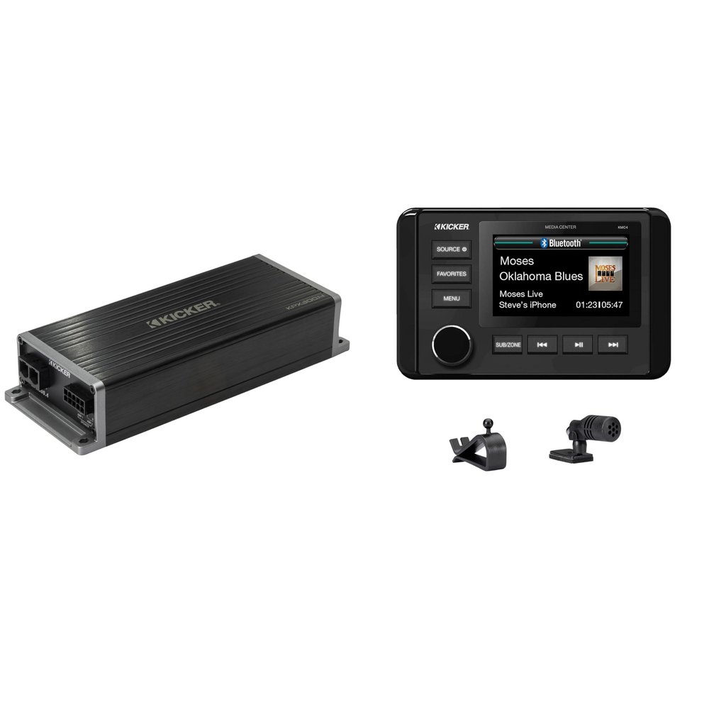 Kicker Marine/Powersports 51KMC4 Source Unit & Marine 51KPX3004 4-Ch Amplifier Bundle