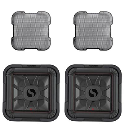KICKER (2 46L7T122 L7T L7-Thin 12" Subwoofer, Dual Voice Coil, 2-Ohm & 52GL712 Grill Bundle