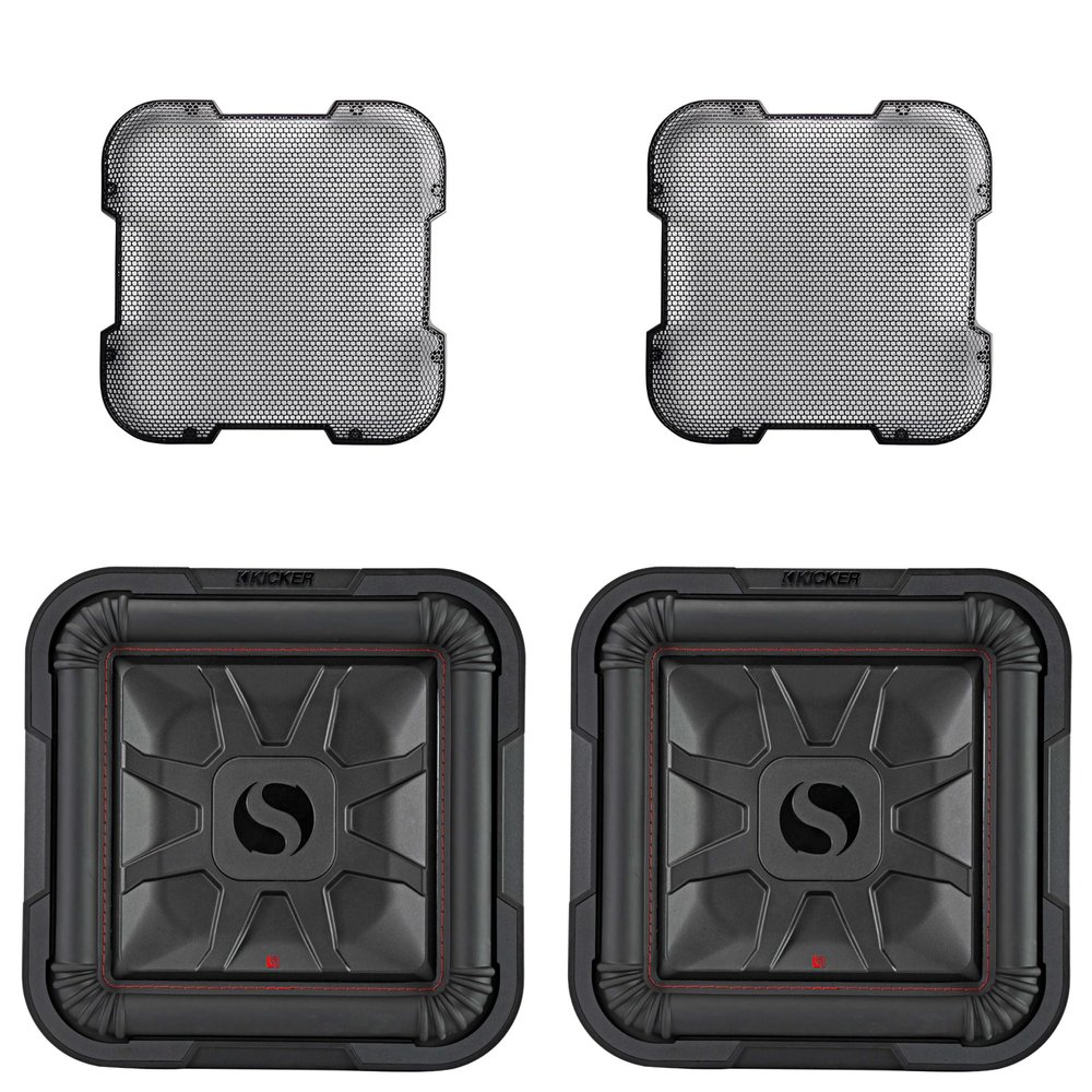 KICKER (2 46L7T122 L7T L7-Thin 12" Subwoofer, Dual Voice Coil, 2-Ohm & 52GL712 Grill Bundle