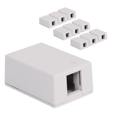 ICC 1-Port Surface Mount Box, White, Works with Wide and Slim Profile Keystone Jacks (Sold Separately), Compact Outlet for Voice and Data Connections, UL Listed TAA Compliant, IC107B1TWH, 10-Pack