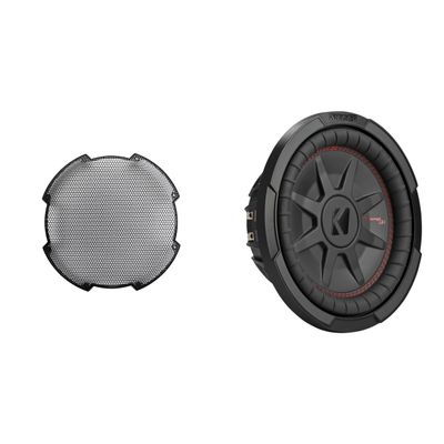 KICKER 48CWRT104 CompRT 10 in Sub 4-Ohm DVC 52GR10 Grill Bundle
