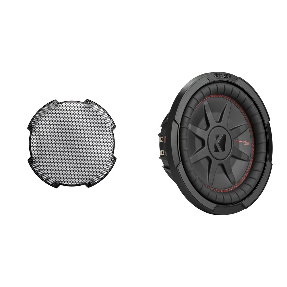 KICKER 48CWRT104 CompRT 10 in Sub 4-Ohm DVC 52GR10 Grill Bundle