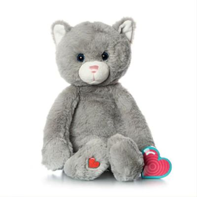 My Baby's Heartbeat Bear Heartbeat Recorder Plush, Vintage Gray Kitty