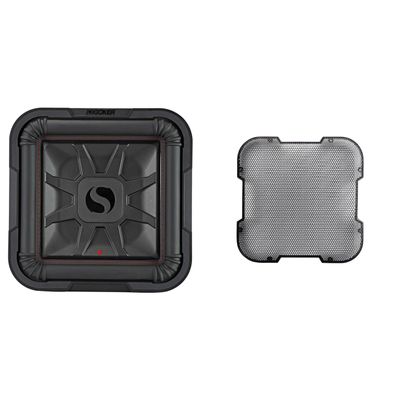 KICKER 46L7T122 L7T L7-Thin 12" Subwoofer, Dual Voice Coil, 2-Ohm & 52GL712 Grill Bundle