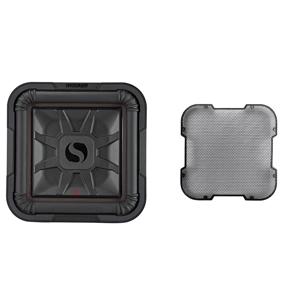 KICKER 46L7T122 L7T L7-Thin 12" Subwoofer, Dual Voice Coil, 2-Ohm & 52GL712 Grill Bundle