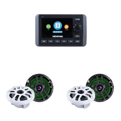 Memphis Audio SMC3 Marine Multi-Zone Media Center w/ (2) MXA60L 6.5" LED Marine Speakers Bundle