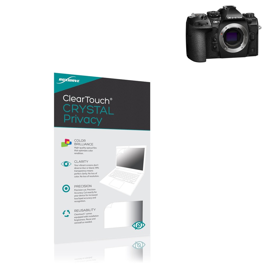 BoxWave Screen Protector Compatible with OM System OM-1 Mark II - ClearTouch Crystal Privacy (2-Pack), Privacy Screen Protector Flexible Film Clear