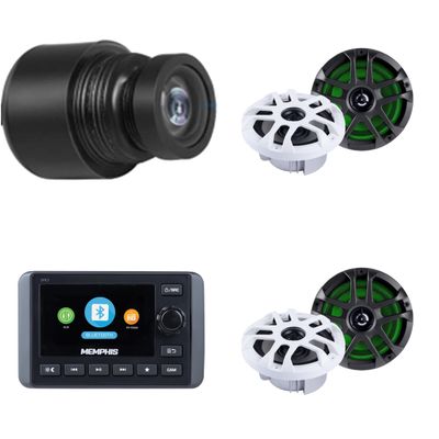 Memphis Audio SMC3 Marine Multi-Zone Media Center w/MXCAM Waterproof Camera & (2) MXA60L 6.5" LED Marine Speakers Bundle