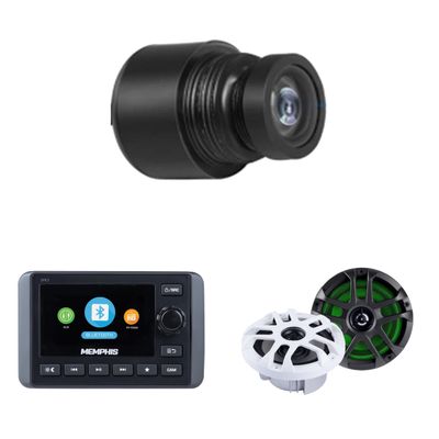 Memphis SMC3 Marine Multi-Zone Media Center w/MXCAM Waterproof Camera & MXA60L 6.5" LED Marine Speakers Bundle
