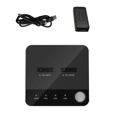 5V 2A Dual Bay M.2 SATA/NVME Duplicator Support Offline Clone & Card Write Read Total Capacity 4TB for PC