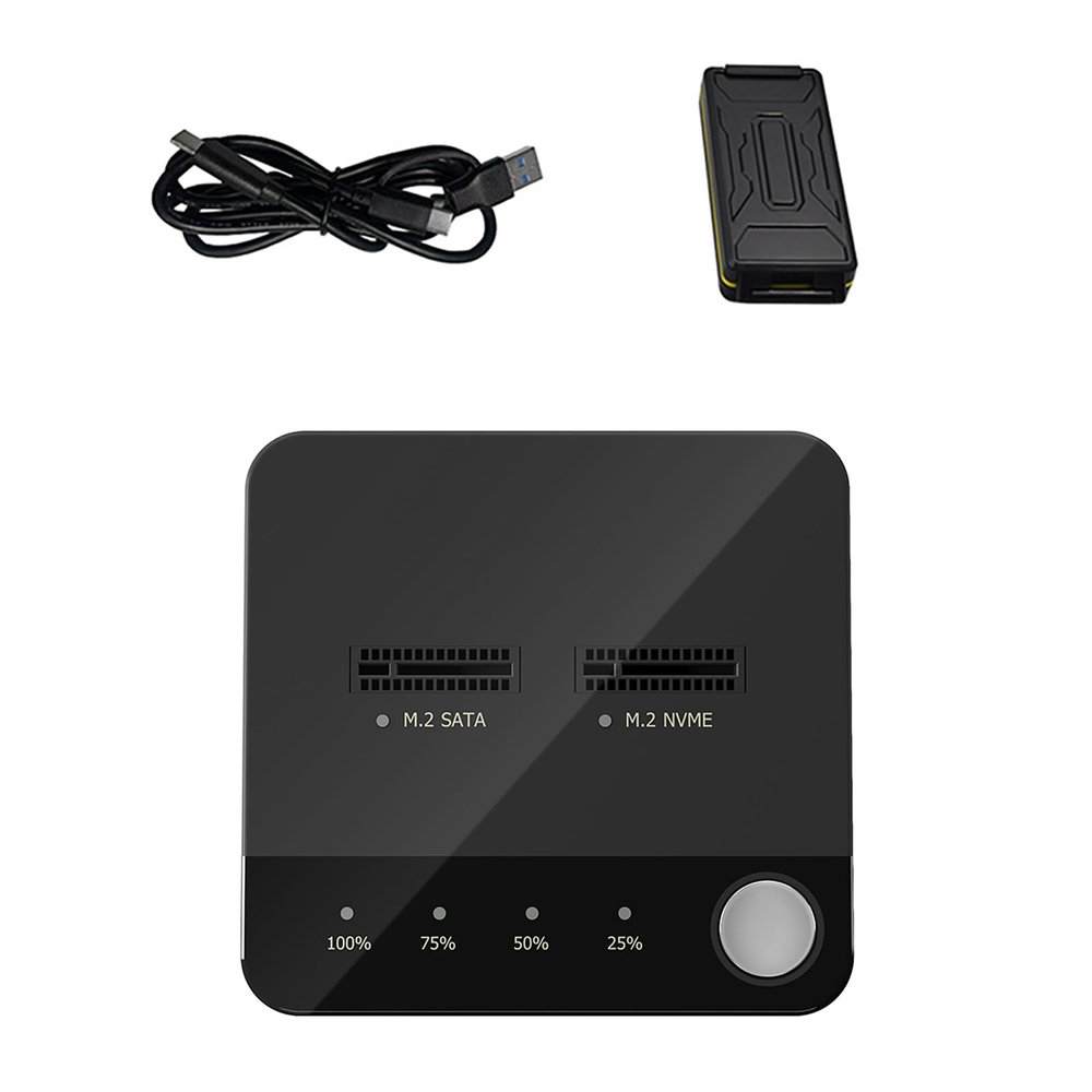 5V 2A Dual Bay M.2 SATA/NVME Duplicator Support Offline Clone & Card Write Read Total Capacity 4TB for PC