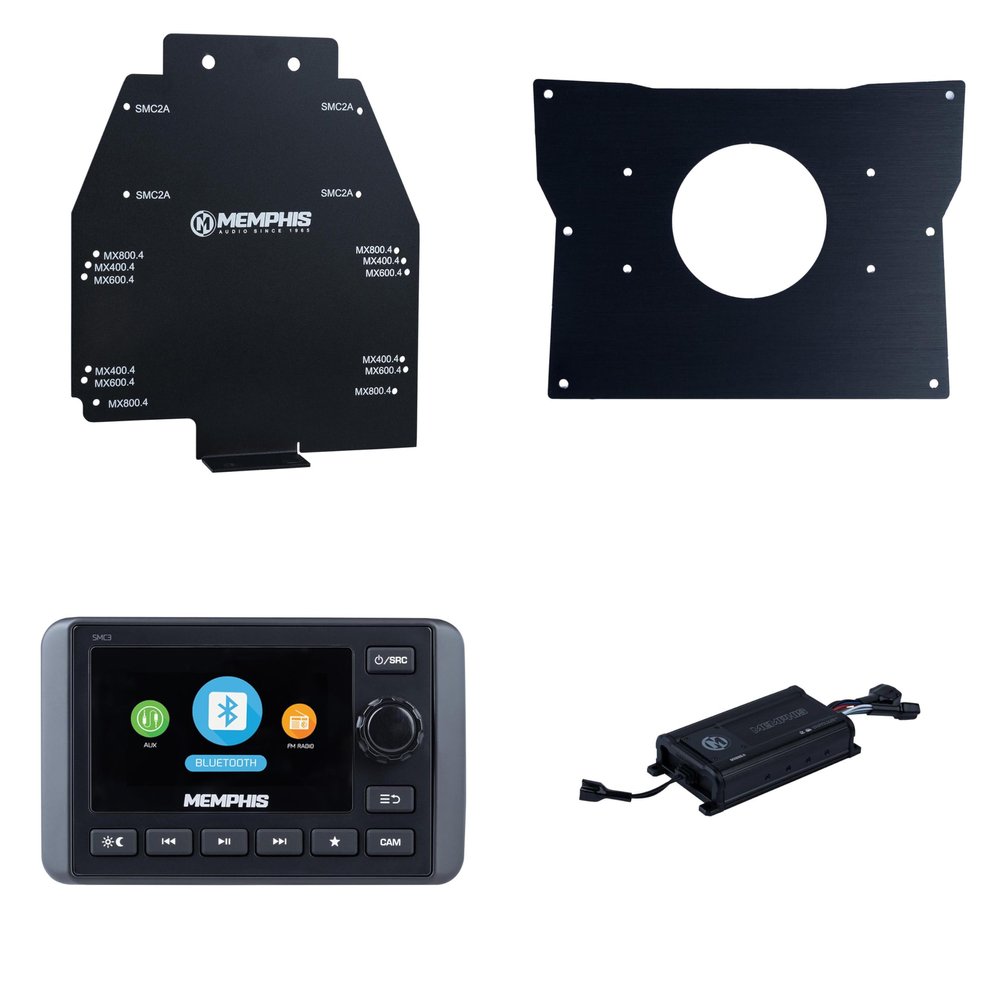 Memphis SMC3 Marine Multi-Zone Media Center with MX800.4 Including KRXDK Dash kit and KRXKIT Amplifier and Speaker Install Kit Designed to fit a 2020-2022 Kawasaki Teryx KRX